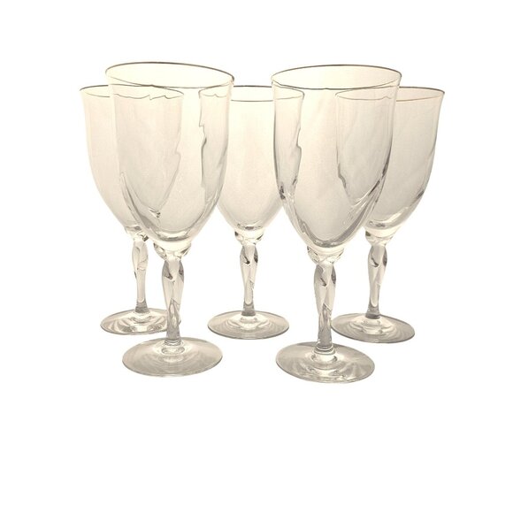 5 Lenox Unity Gold Ice Tea Glasses 8" USA crystal goblets marked twisted stem - Picture 8 of 8